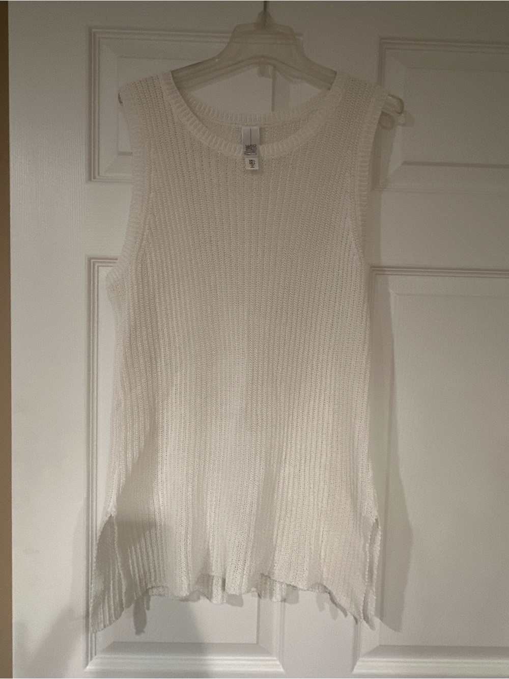 Sleeveless White Tank Top - Open Stitch